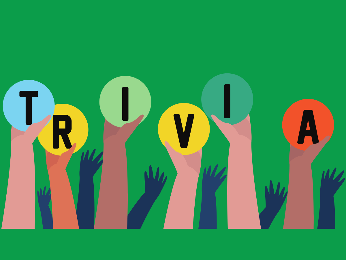 Hands holding individual letters to spell "trivia"
