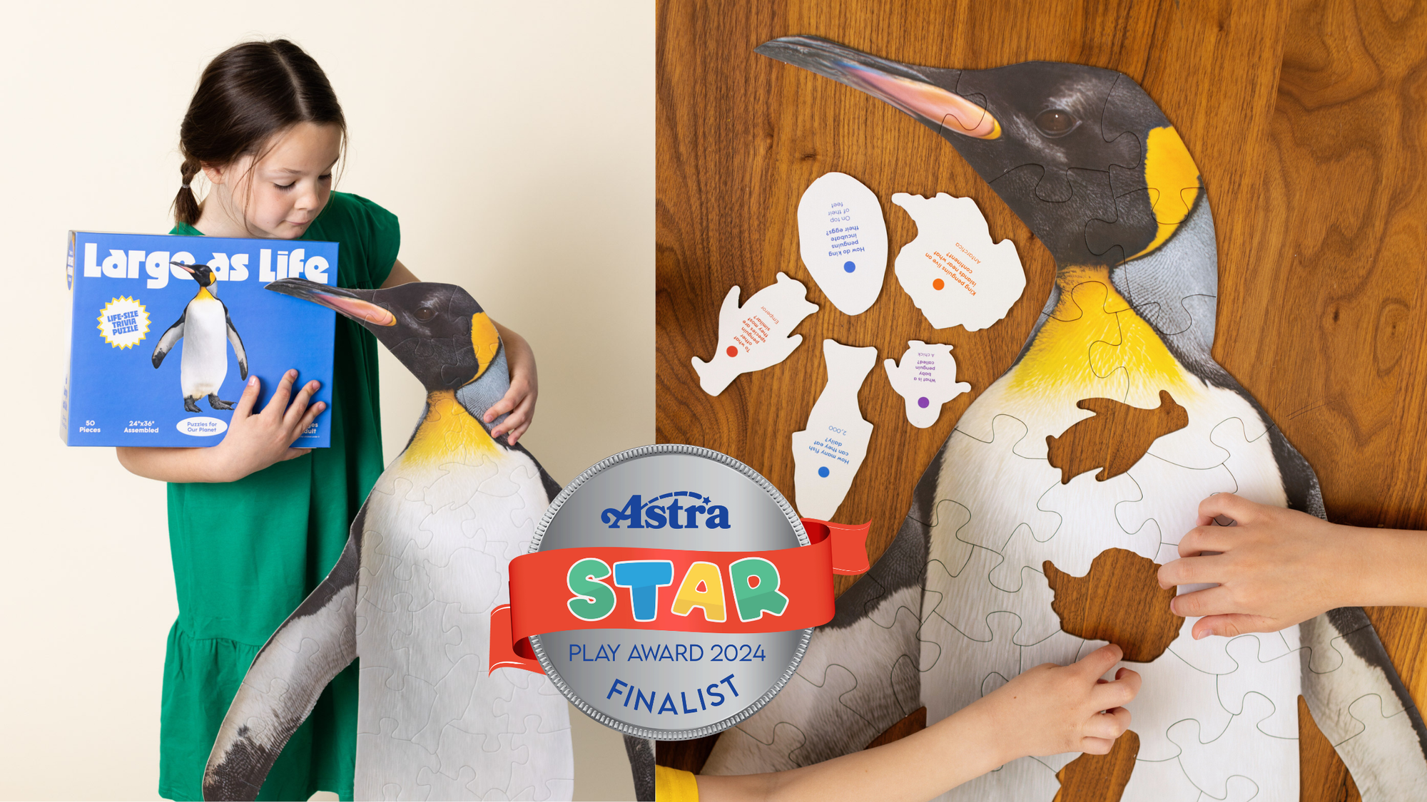 Life-Size King Penguin Trivia Puzzle by Large as Life (a Livuzzle brand)