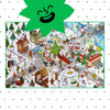 Christmas-themed 72-piece jigsaw puzzle for kids, with funny Santa Claus and winter scene on a white background.