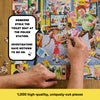 Person assembling a Dad Joke puzzle with colorful pieces and text bubble, set against a wooden surface.