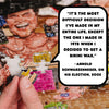Funny political quote in a quote bubble next to the puzzle image