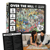 Joke puzzle box titled 'Over the Hill' with two people solving a puzzle inside.