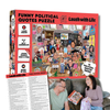 Funny Political Quotes puzzle with quote insert and a man and a woman laughing about the gift.
