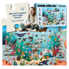 Under the Sea Joke Puzzle, plus zoomed in puzzle piece showing a joke about oysters on the back, plus puzzle box